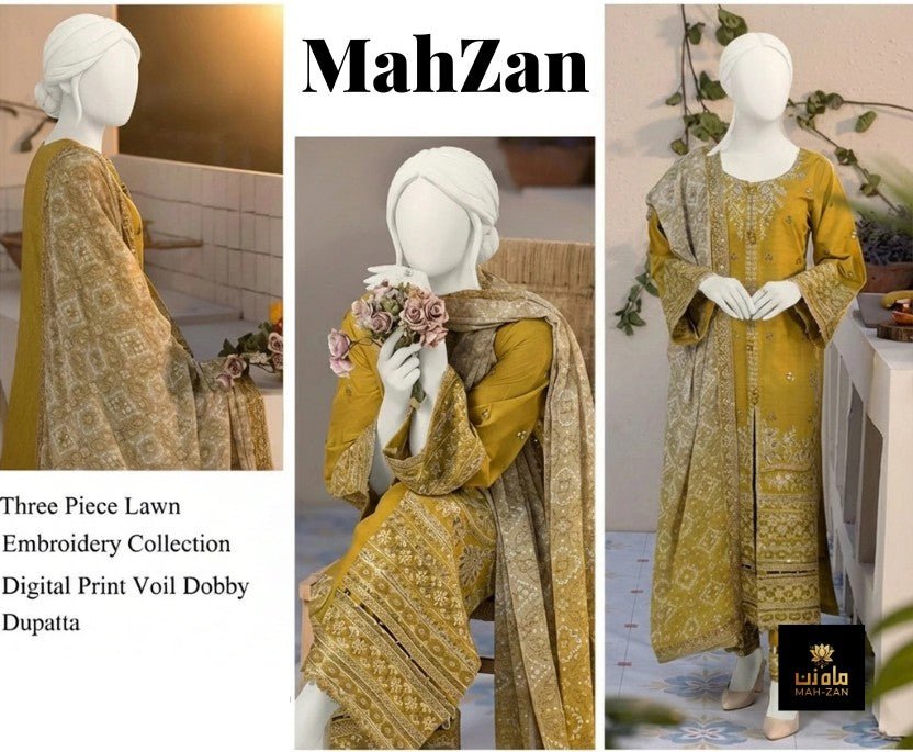 MahZan EMB 33 MZ - SF Unstitched 3pc - MahZan Official